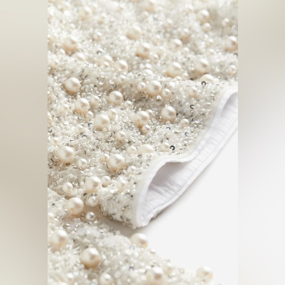 H&M Pearl & Crystal Embellished Top Size S - Picture 9 of 10